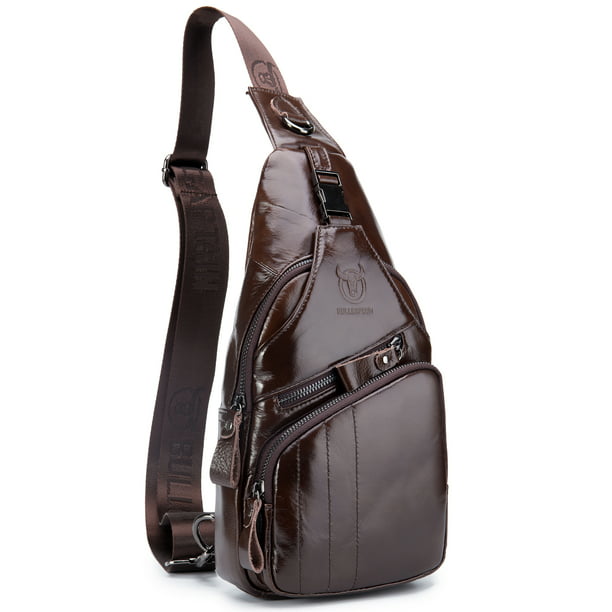 Men's PU Leather Sling Bag Casual Crossbody Shoulder Backpack Vintage Chest Pack